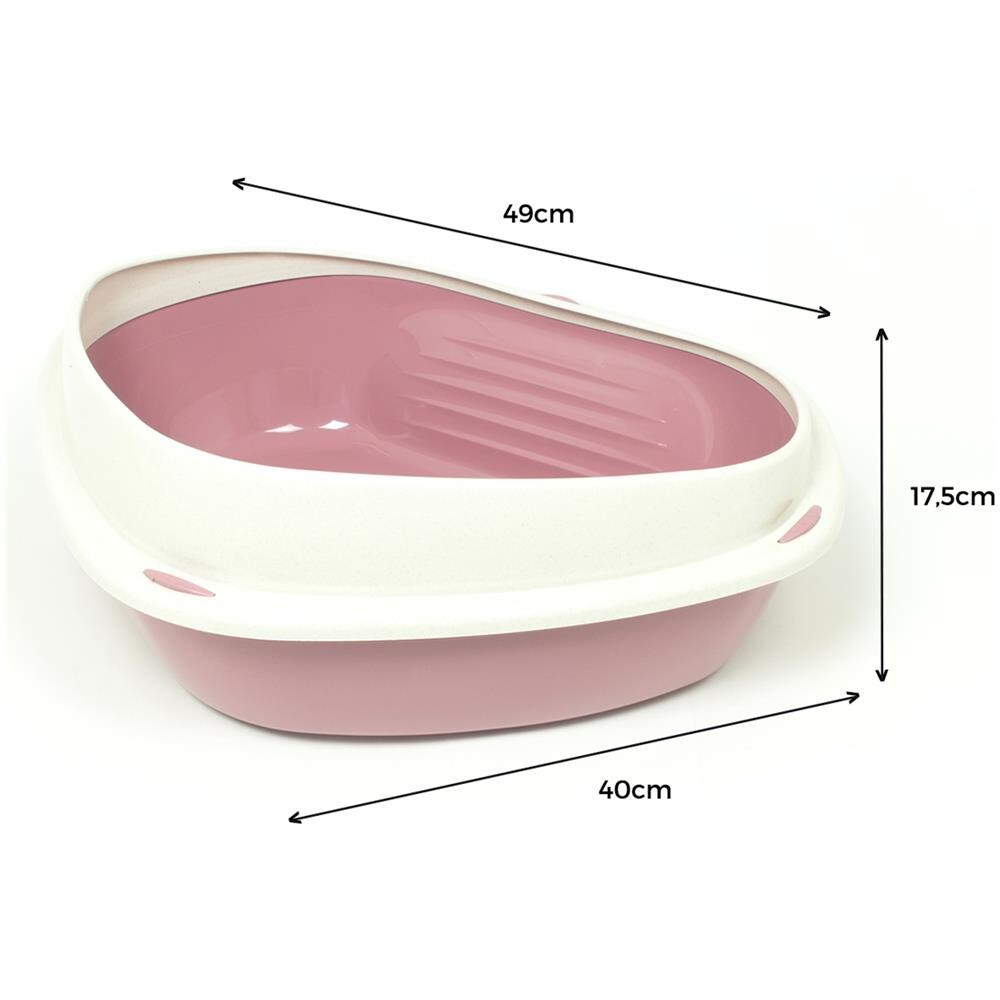 Lettiera Toilette Per Gatti Angolare 49x40x17,5cm Modello 700090 Colore Rosa - Foto 4