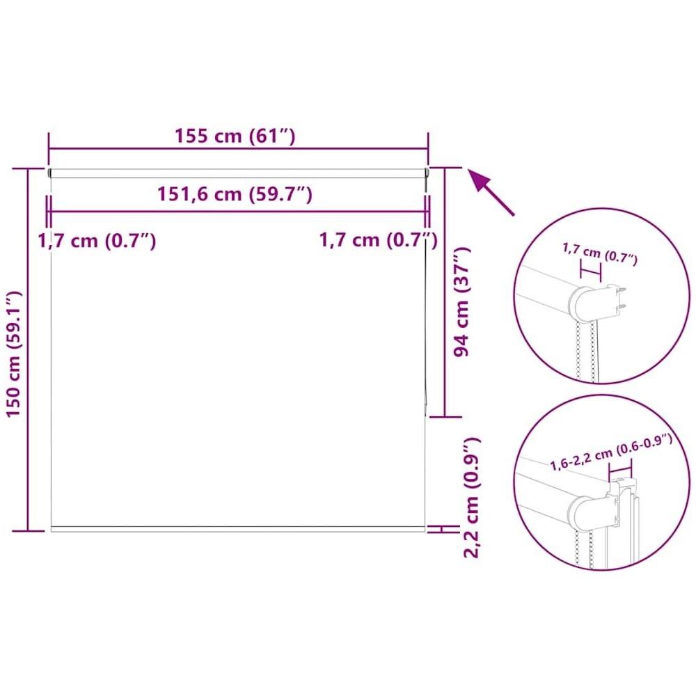 Tenda a Rullo Oscurante 155x150 cm Larghezza Tessuto 151,6 cm - Foto 10