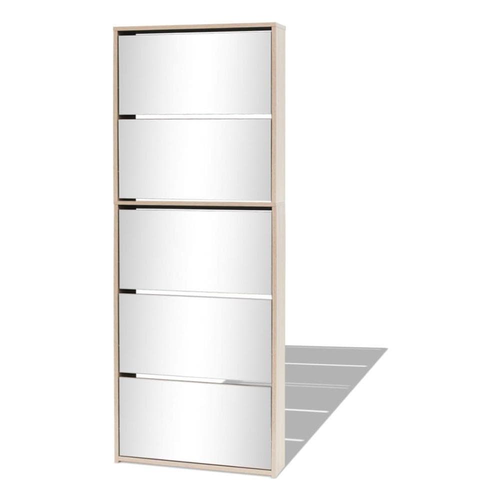Scarpiera a 5 Strati con Specchio Rovere 63x17x169,5 cm - Foto 1
