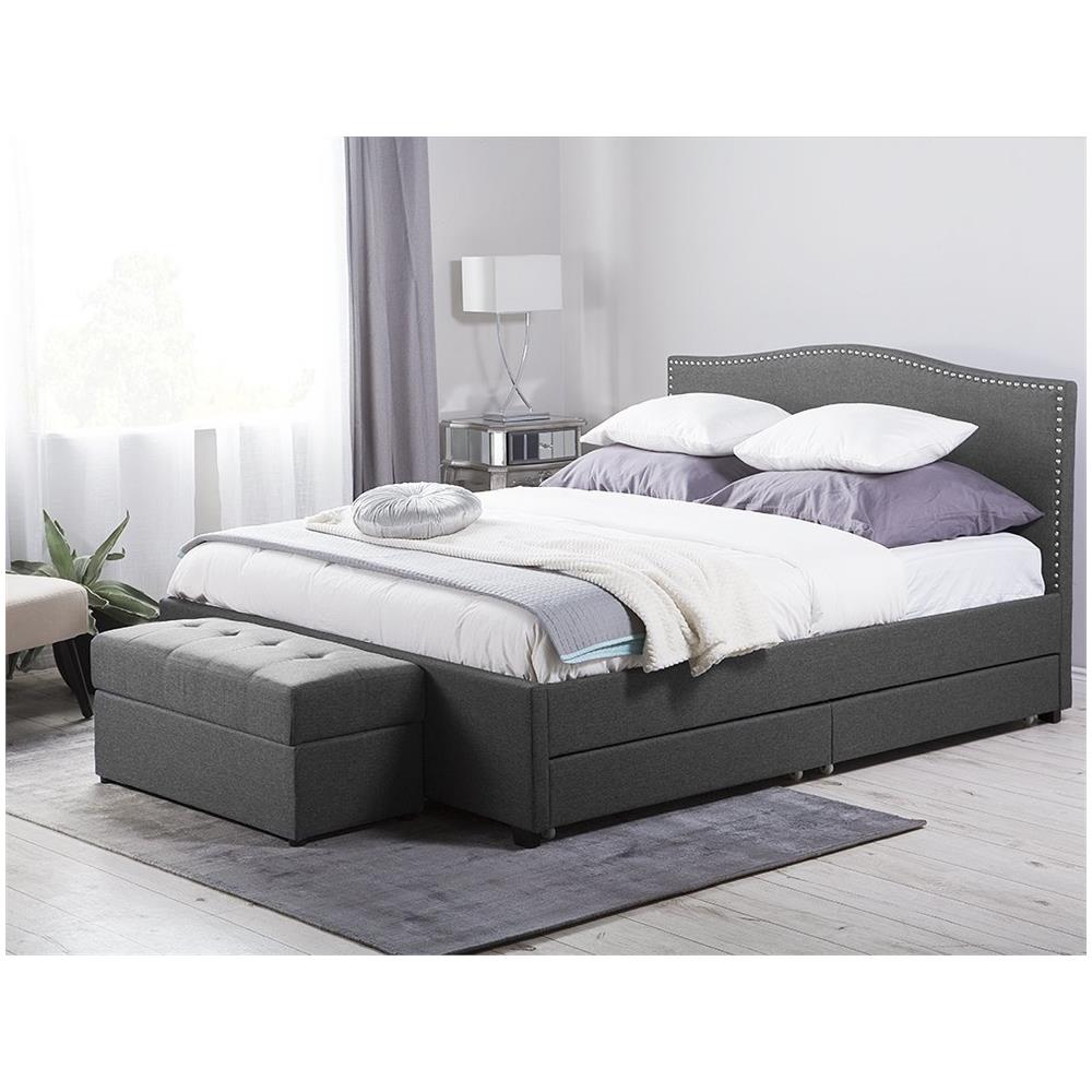 Letto Contenitore In Tessuto Grigio E Led Bianco 180x200cm Montpellier - Foto 2