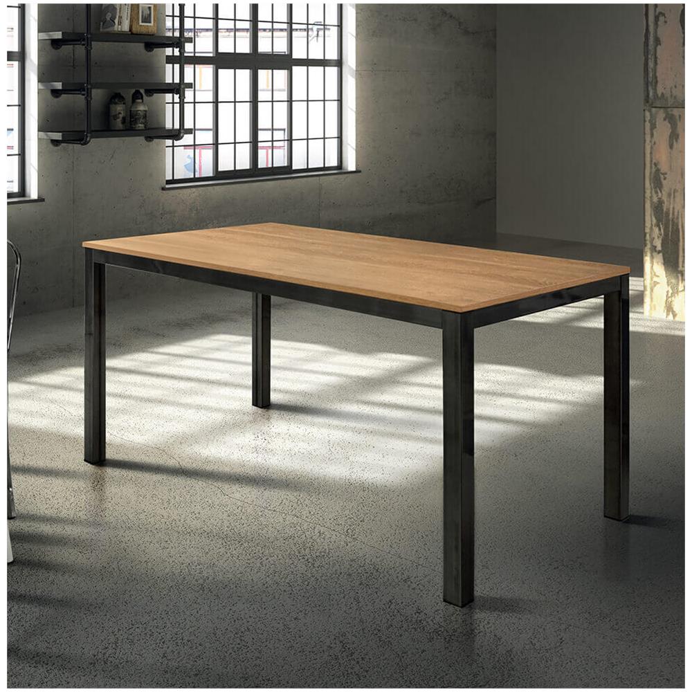 Bernard - Tavolo Da Pranzo Moderno Allungabile In Acciaio E Rovere Da 140 X 80 - Foto 2
