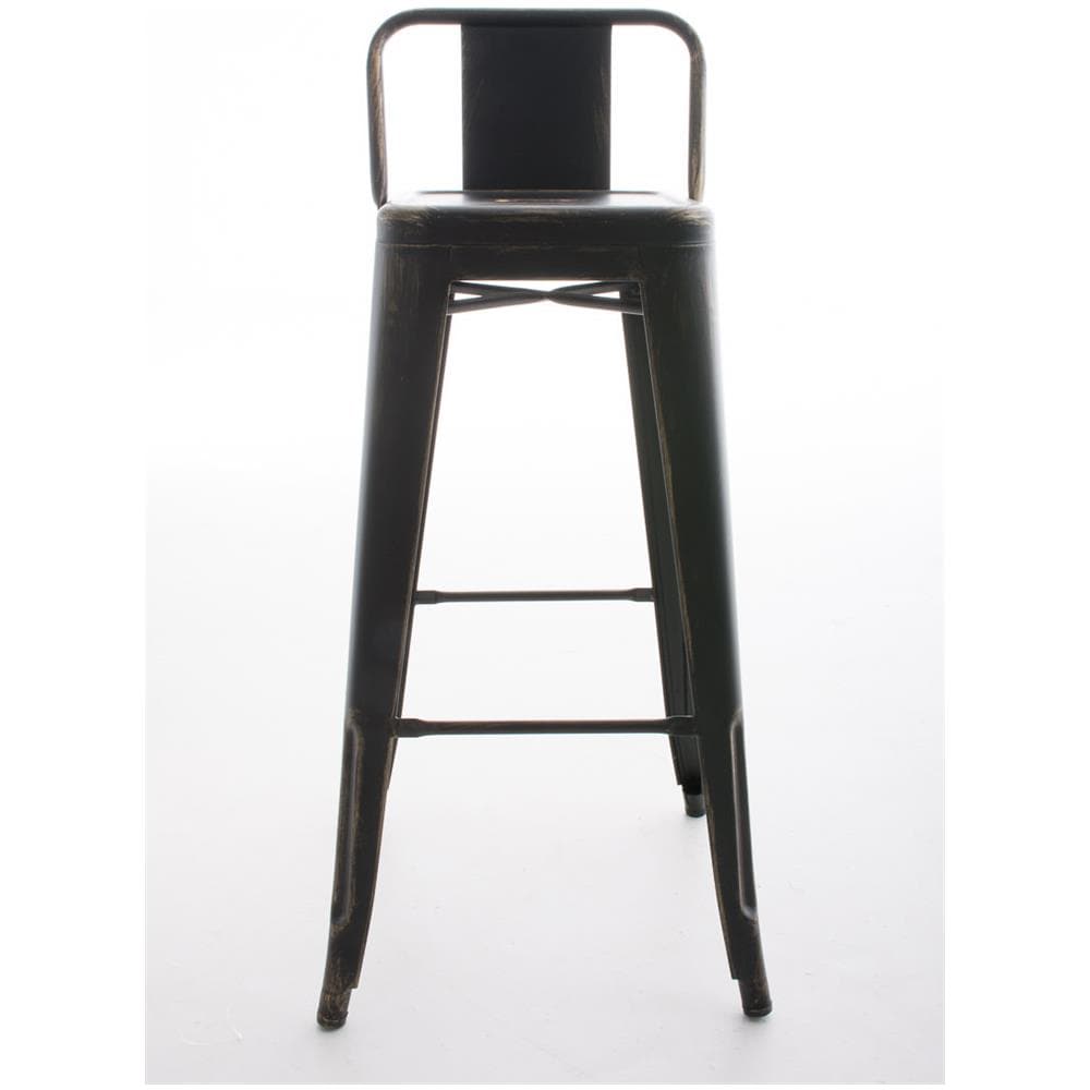Set 2 Sgabelli Bar in Metallo Mason I Coppia Sgabelli Alti Bancone I Sgabelli Industrial H 77cm I Sgabello Pub Cucina con Schienale E Poggiapiedi Nero-Oro - Foto 2