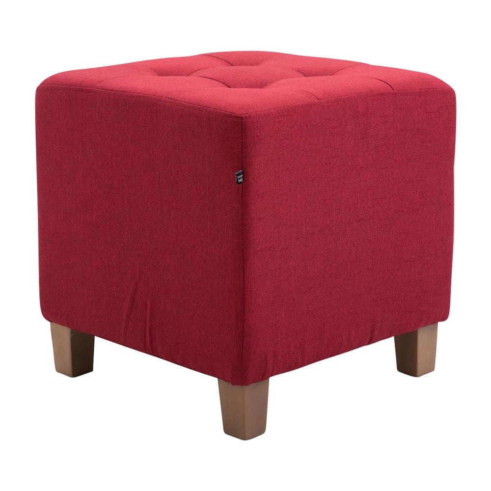 Poggiapiedi Divano Pharao - Sgabello Pouf Capitonné Imbottito in Tessuto I Sgabello Basso Salotto Piedini in Legno I Sgabello Quadrato da Sala 45x45 cm I Pouf Design Salotto Rosso - Foto 2