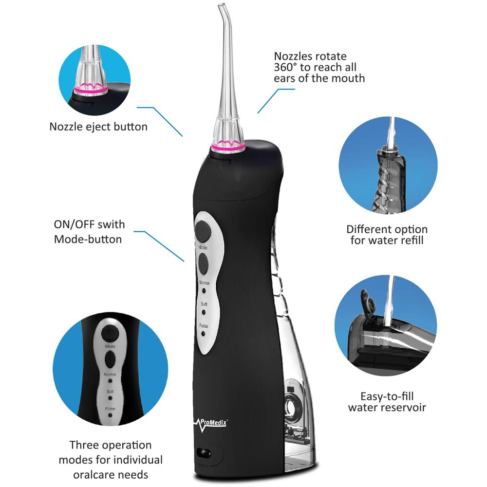Idropulsore Dentale PR-770 a Batteria Ricaricabile Capacità 0.16 Litri 2 Testine Colore Nero - Foto 3