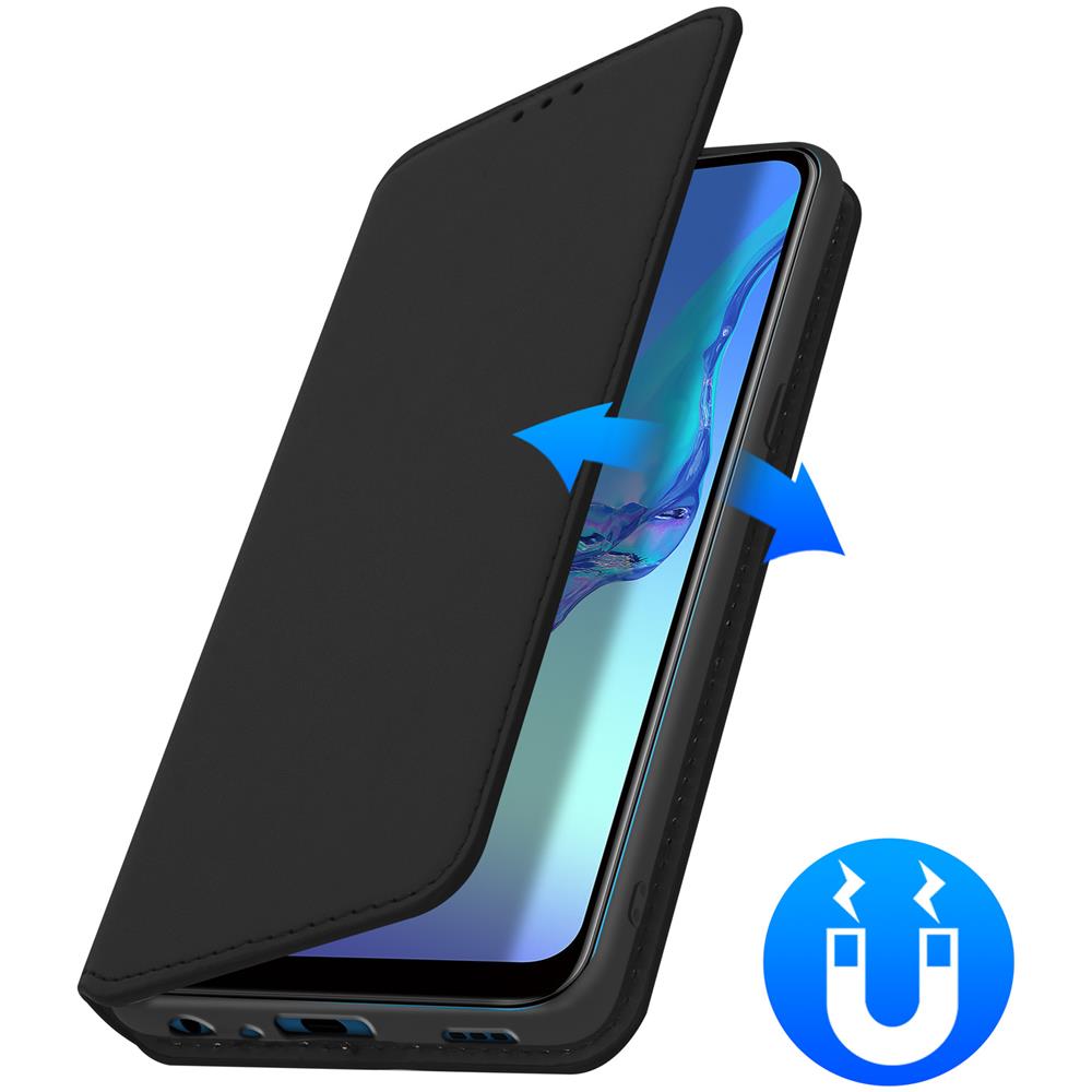 Custodia Oppo A53 / A53s Portacarte Funzione Supporto Similpelle Liscia Nero - Foto 2