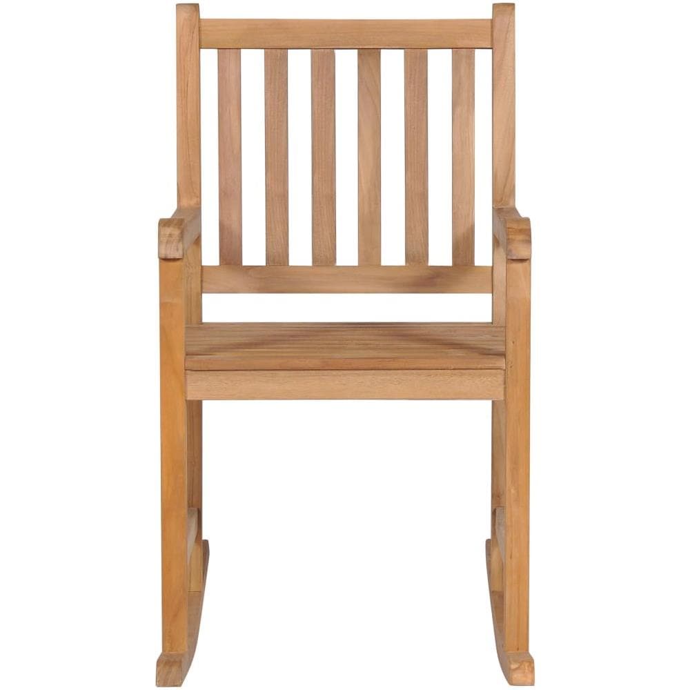 Sedia A Dondolo Con Cuscino Verde In Legno Di Teak - Foto 8