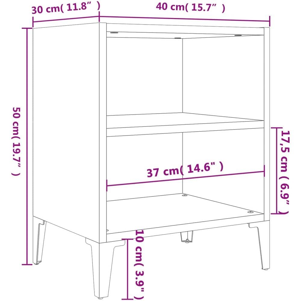 Comodino con Gambe in Metallo Bianco Lucido 40x30x50 cm - Foto 2