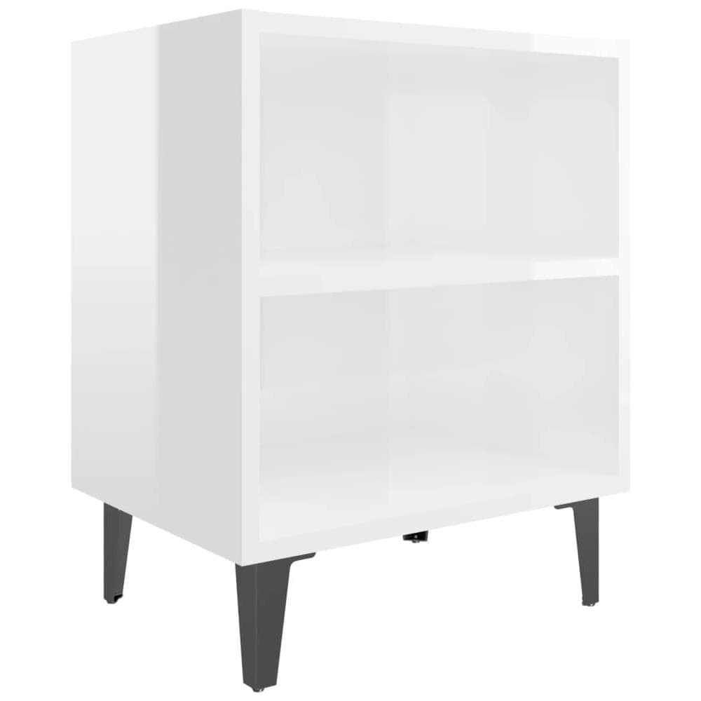 Comodino con Gambe in Metallo Bianco Lucido 40x30x50 cm - Foto 1