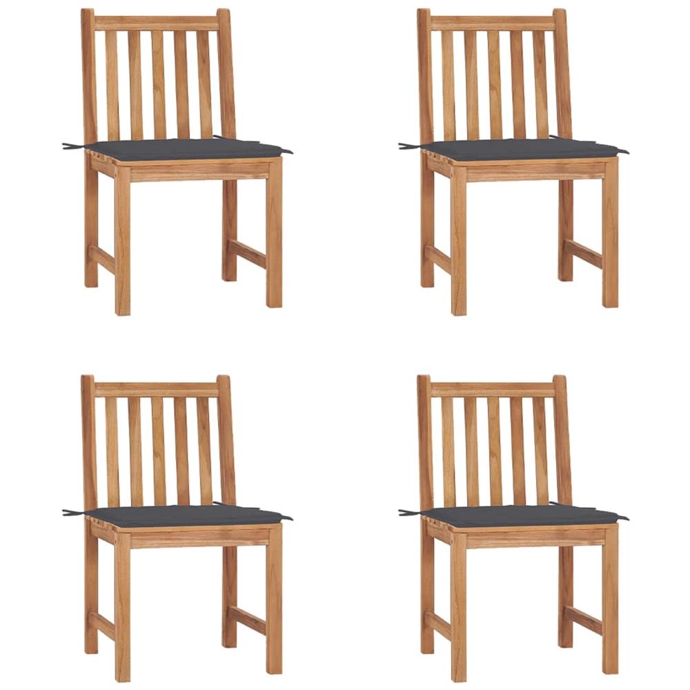 Sedie da Giardino 4 pz con Cuscini in Legno Massello di Teak - Foto 1