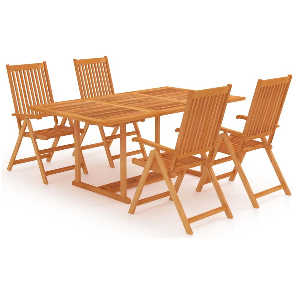 Set da Pranzo da Giardino 5 pz in Legno Massello di Teak - Foto 1