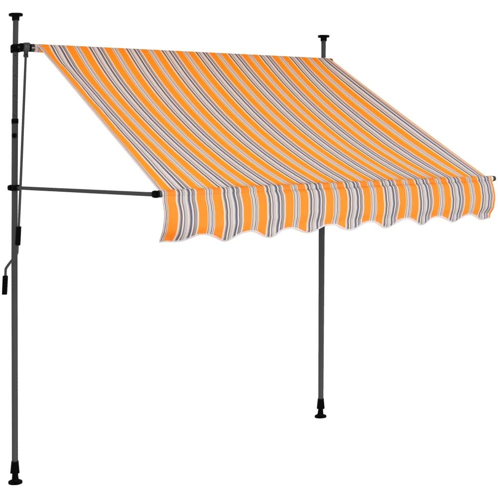 Tenda da Sole Retrattile Manuale con LED 150 cm Gialla e Blu - Foto 2
