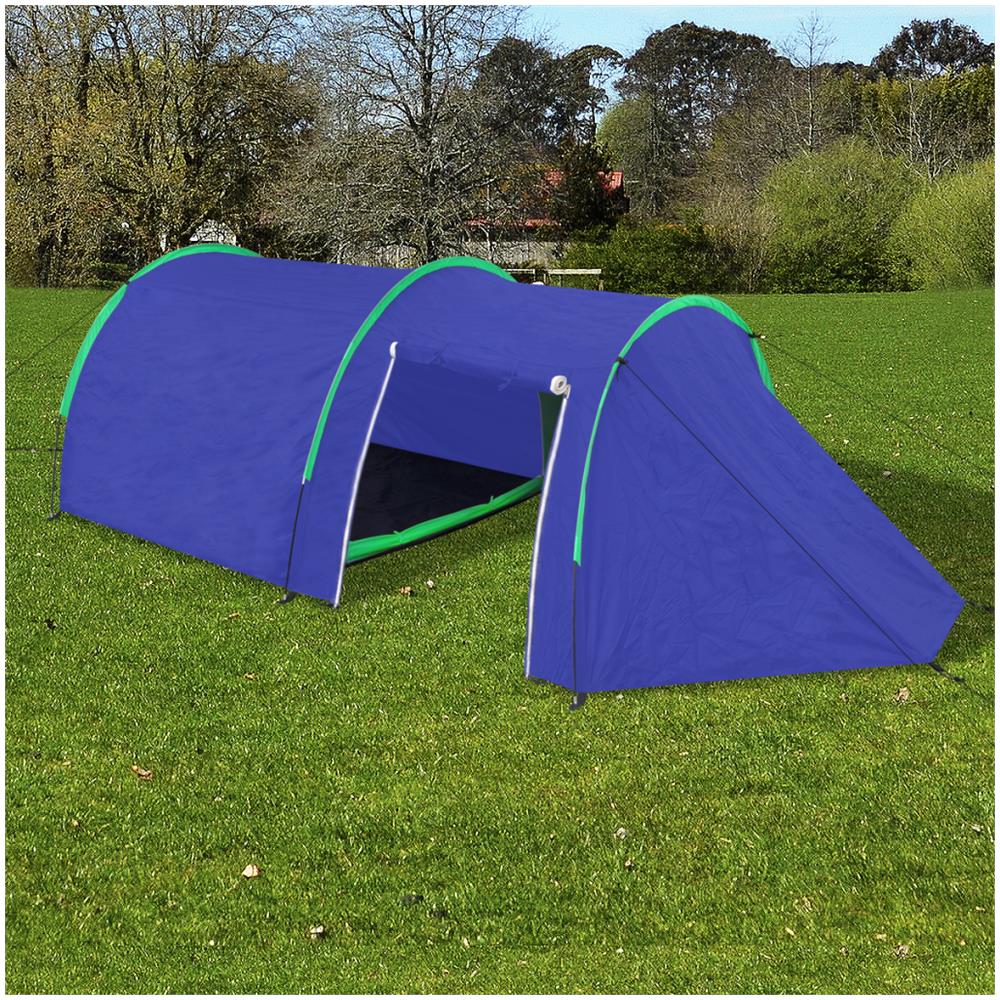 Tenda da Campeggio Impermeabile per 4 Persone Blu e Verde  - Foto 1
