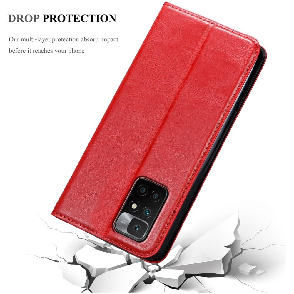 Custodia Compatibile Con Xiaomi Redmi 10 / Redmi Note 11 4g In Rosso Mela - Coperchio Protettiva Con Chiusura Magnetica, Funzione Stand E Tasca Per Le Carte - Foto 8