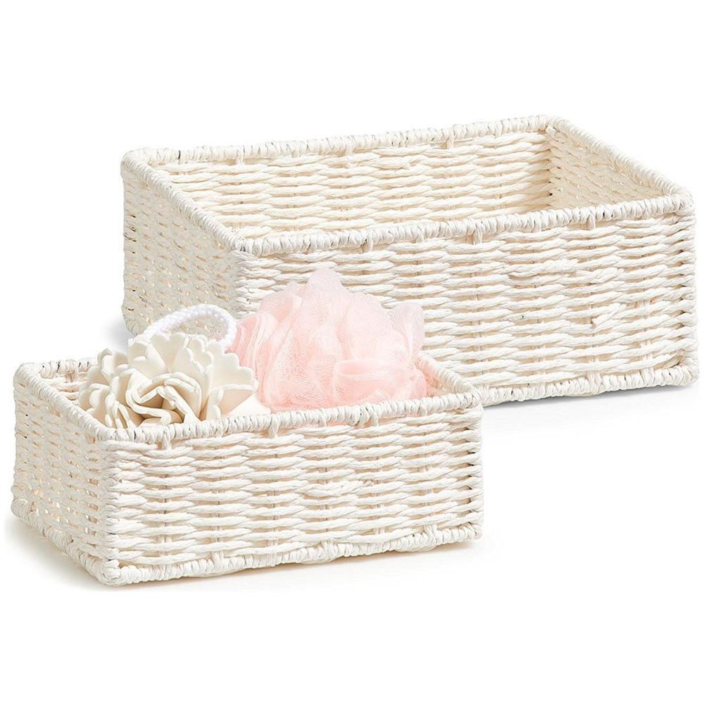 Cestino Portaoggetti, Colore Bianco - 2 Pezzi Inclusi, Zeller - Foto 1