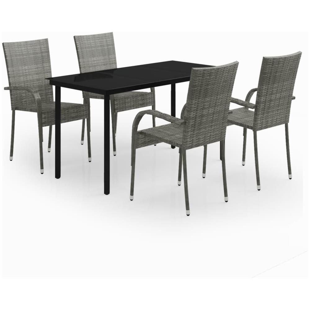 Set Mobili Da Pranzo Per Giardino 5 Pz Grigio E Nero - Foto 2