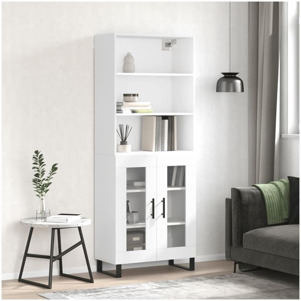 Credenza Bianca 69,5x34x180 Cm In Legno Multistrato - Foto 1