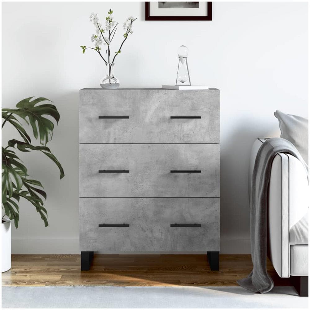 Credenza Grigio Cemento 69,5x34x90 Cm In Legno Multistrato - Foto 1
