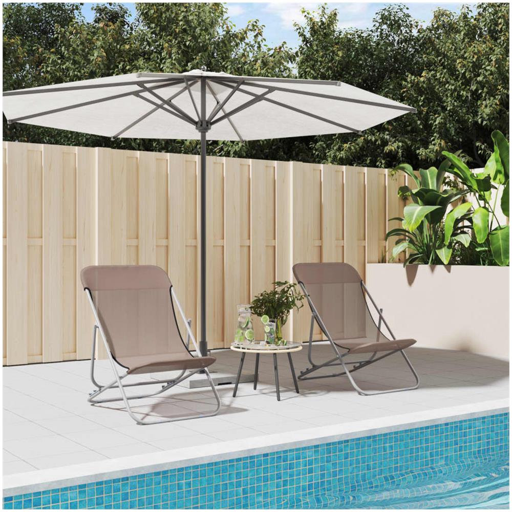 2 Sedie Da Spiaggia Pieghevoli VidaXL - Tessuto Blu Oxford, Struttura Acciaio, Per Esterni - Foto 7