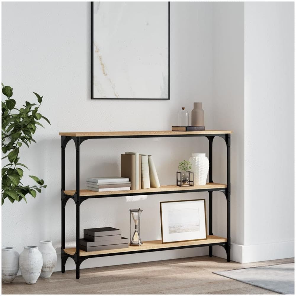 Tavolino Consolle Rovere Sonoma 100x22,5x75cm Legno Multistrato - Foto 1