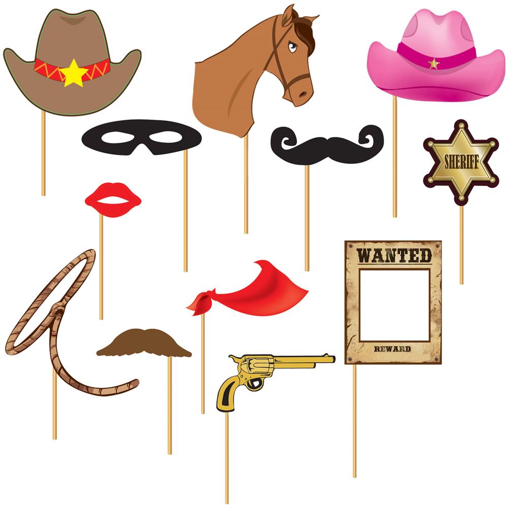 Kit Photobooth Western 12 Pezzi Taglia Unica - Foto 1