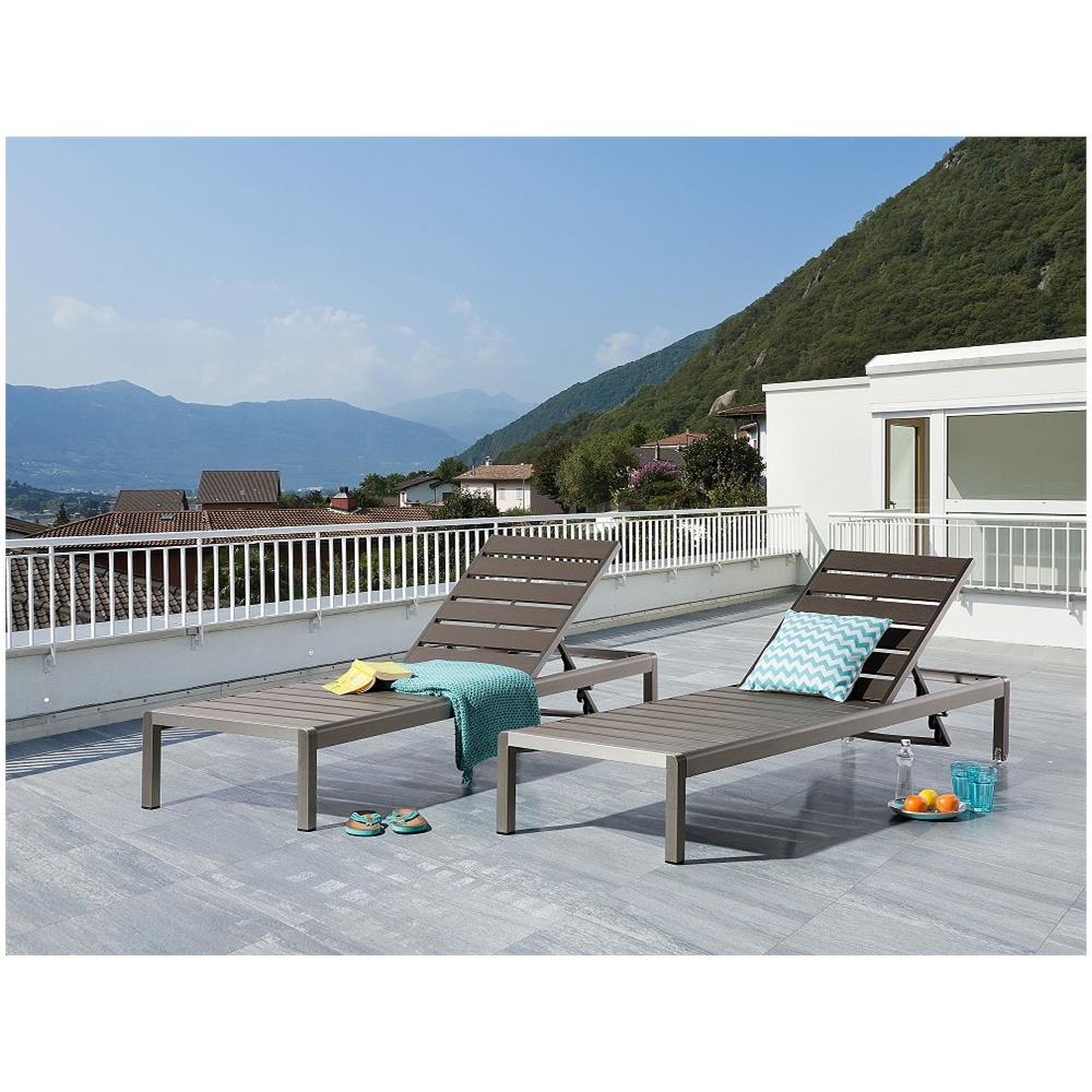 Lettino Da Giardino In Alluminio E Legno Sintetico Grigio Nardo - Foto 2