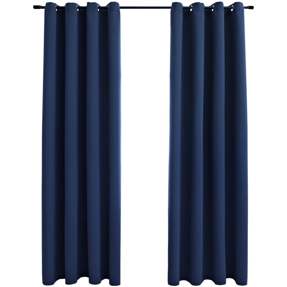 Tende Oscuranti Con Anelli In Metallo 2 Pz Blu 140x245 Cm - Foto 2