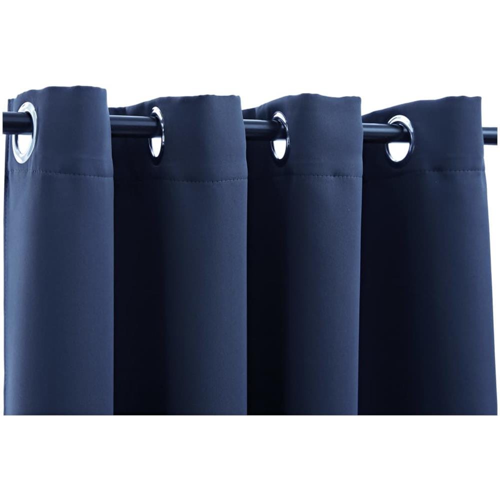 Tende Oscuranti Con Anelli In Metallo 2 Pz Blu 140x245 Cm - Foto 4