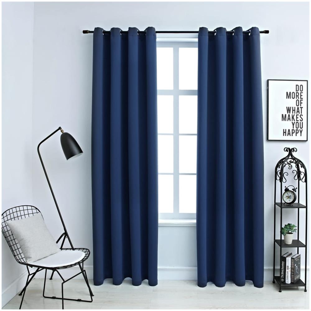 Tende Oscuranti Con Anelli In Metallo 2 Pz Blu 140x245 Cm - Foto 1
