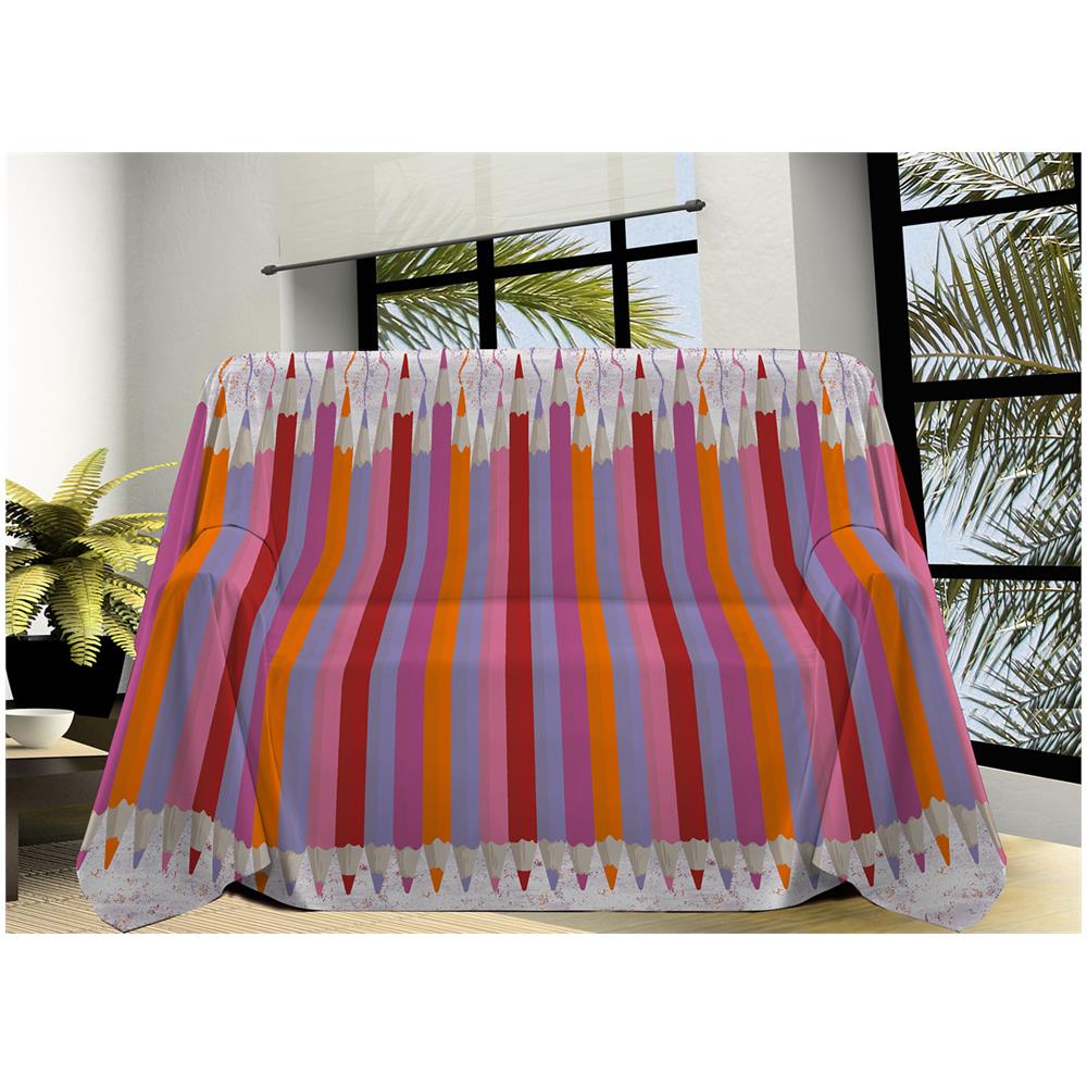 Telo Arredo Linea Pensieri Delicati In Cotone Disegno Matitoni Colore Fucsia Singolo Fucsia - Foto 1