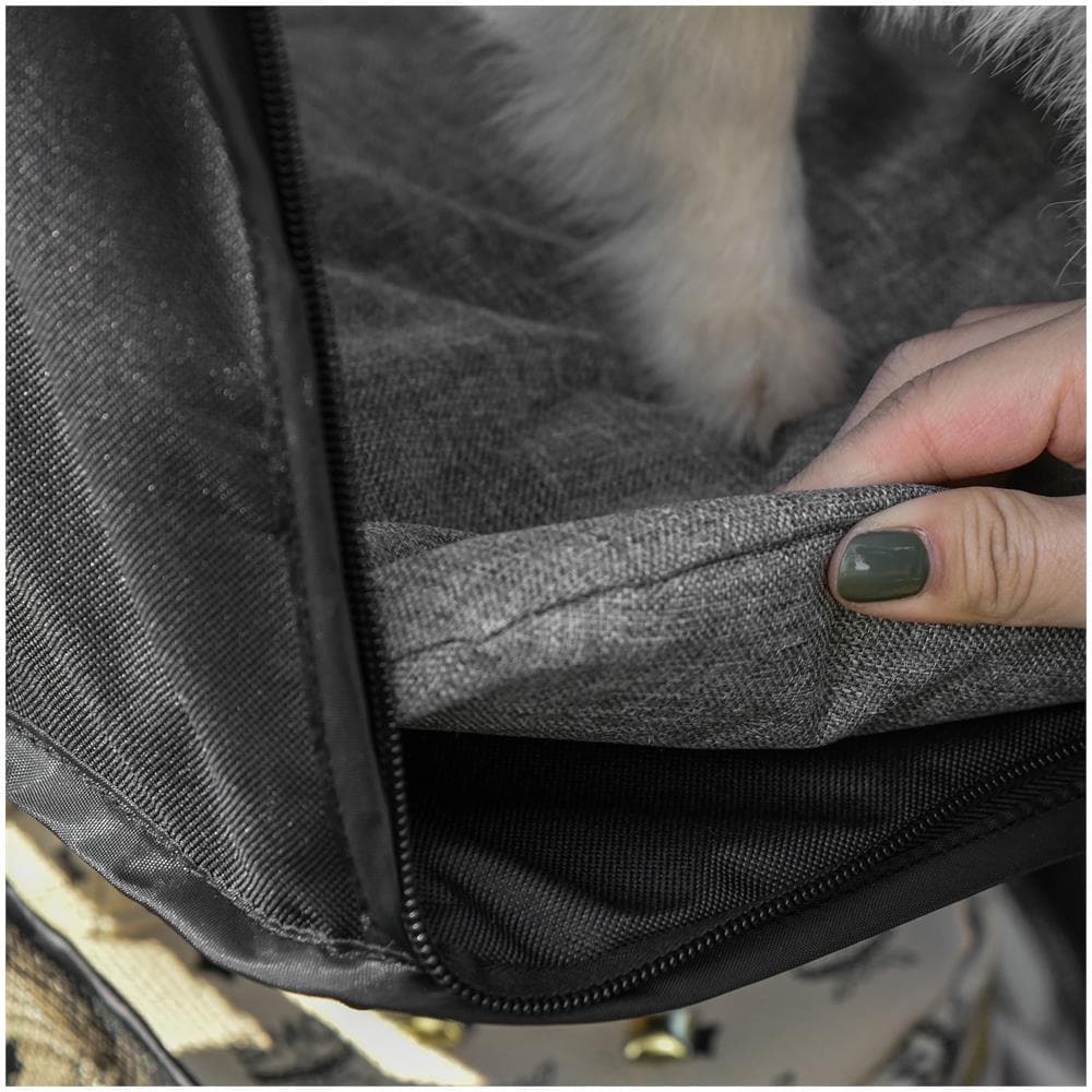 Passeggino Per Cani Pieghevole A 3 Ruote Con Freno, Cestino Portaoggetti E Porta Bottiglia, In Acciaio E Oxford, Grigio E Nero, 109.5x54.5x106.5cm - Foto 2