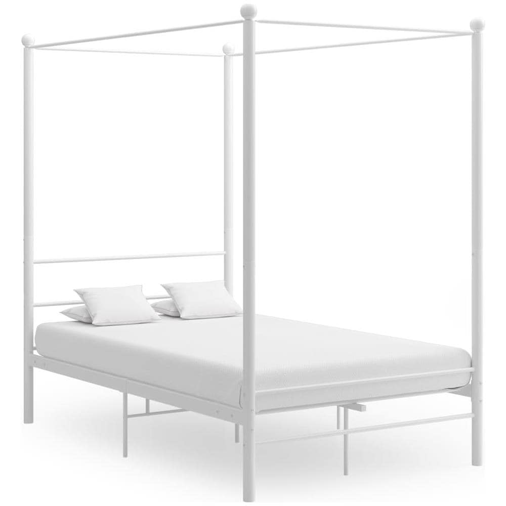 Letto A Baldacchino Bianco In Metallo 120x200 Cm - Foto 1