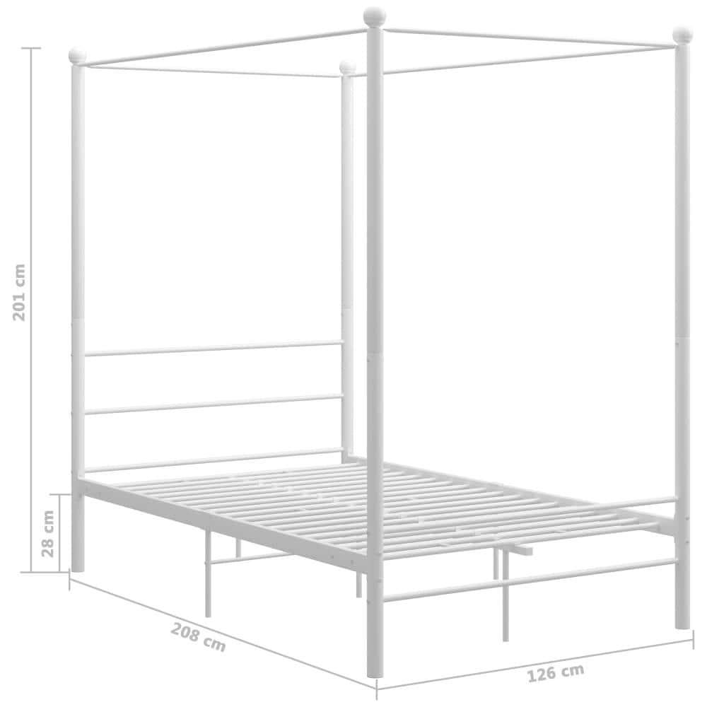 Letto A Baldacchino Bianco In Metallo 120x200 Cm - Foto 6