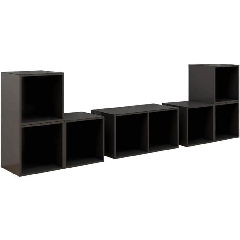 Set Mobili TV 6 pz Grigio Lucido in Legno Multistrato - Foto 1