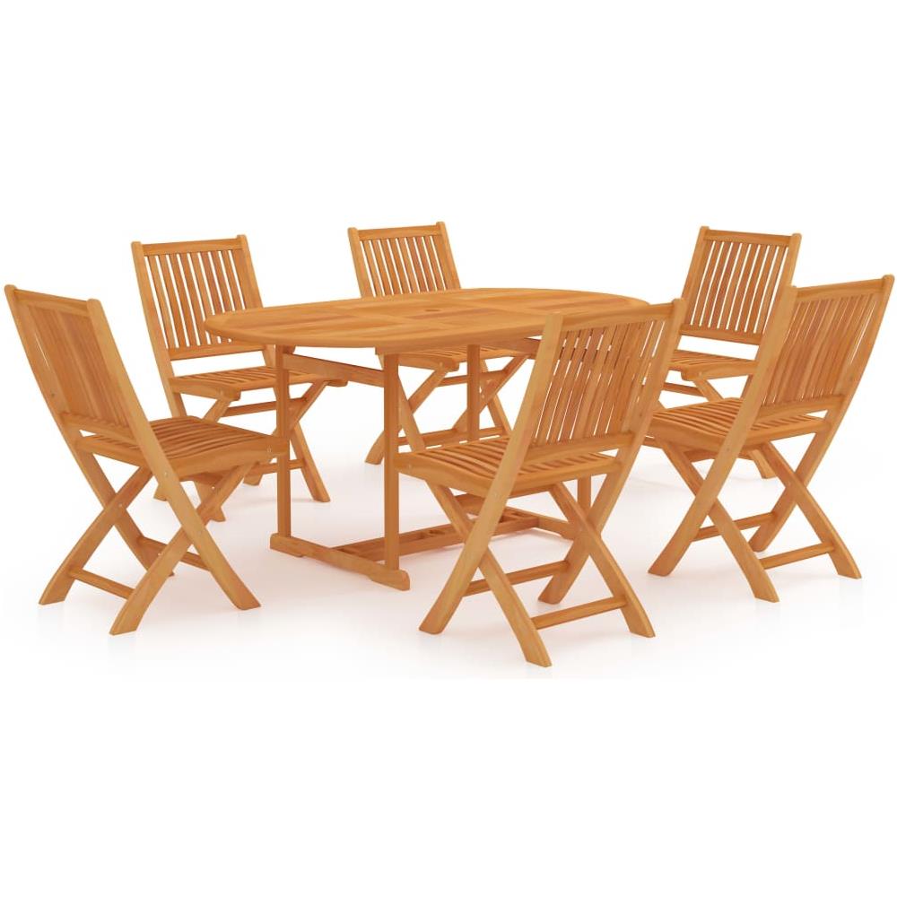 Set da Pranzo da Giardino 7 pz in Legno Massello di Teak - Foto 1