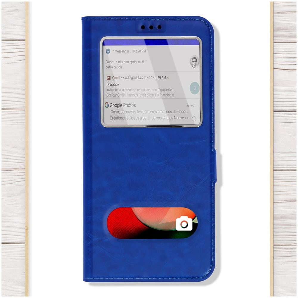 Custodia Samsung Galaxy A22 5g Con Doppia Finestra Supporto Blu - Foto 2