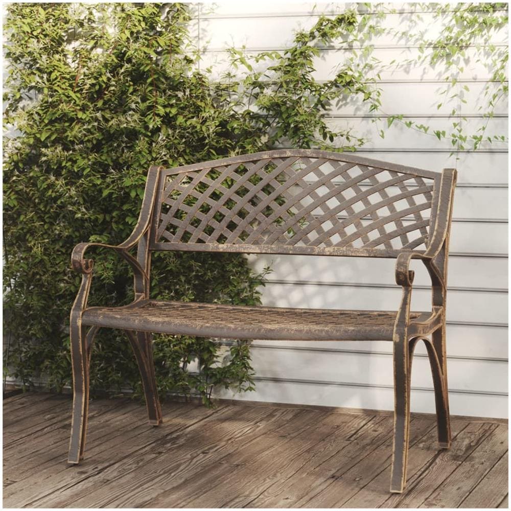 Panchina da Giardino 102 cm in Alluminio Pressofuso Bronzo - Foto 1