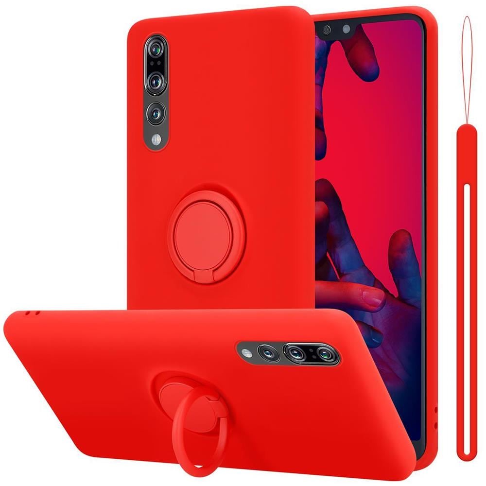 Custodia Compatibile Con Huawei P20 Pro In Liquid Rosso - Coperchio Protettivo In Silicone Tpu Flessibile Con Anello - Foto 1
