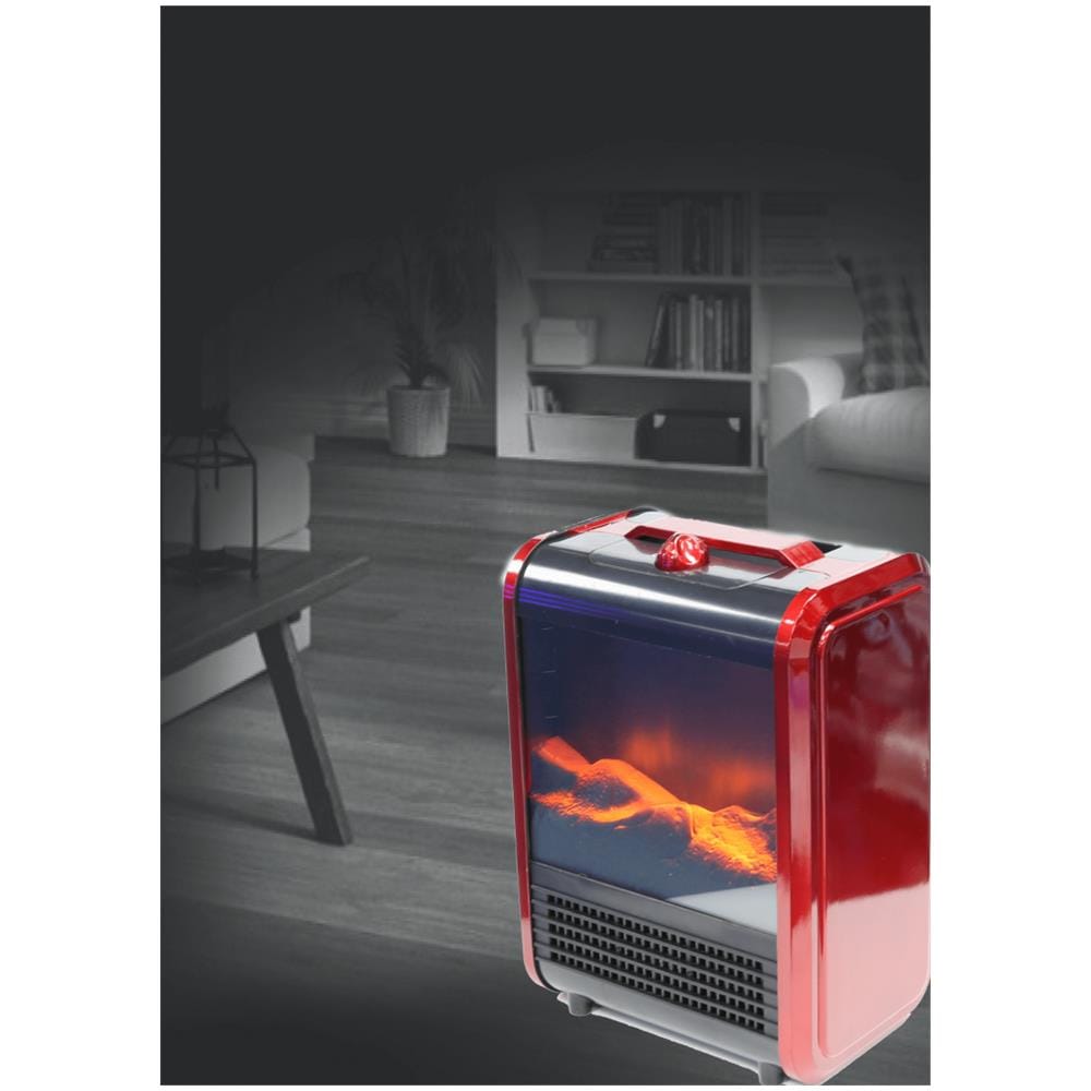 Caminetto Rosso - - Caminetto Portatile E Compatto - Rosso - Adulto - Effetto Fiamma - Regolabile 1500w - Foto 1