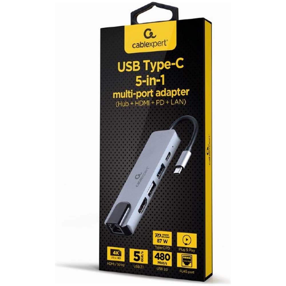 Adattatore Multiporta Usb Tipo C 5 In 1 Con Hub Hdmi, Pd E Lan - Foto 2