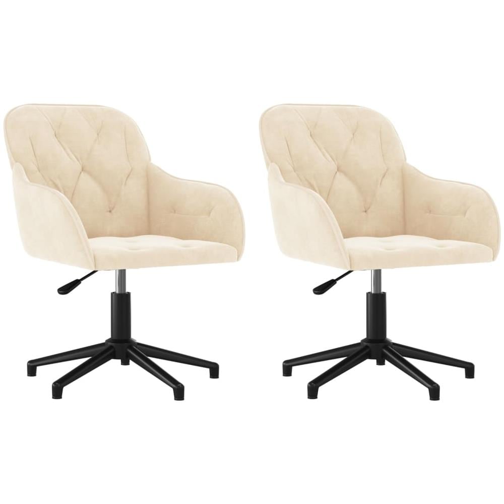 Sedie Da Pranzo Girevoli 2 Pz Crema In Velluto - Foto 2