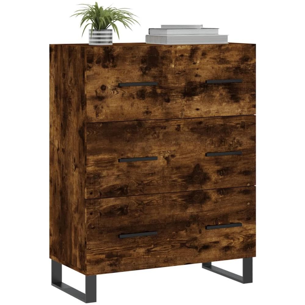 Credenza Rovere Fumo 69,5x34x90 Cm In Legno Multistrato - Foto 3