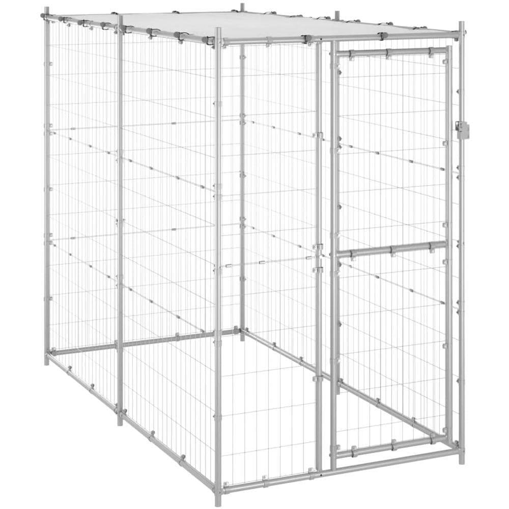 Gabbia per Cani da Esterno in Acciaio con Tetto 110x220x180 cm - Foto 1