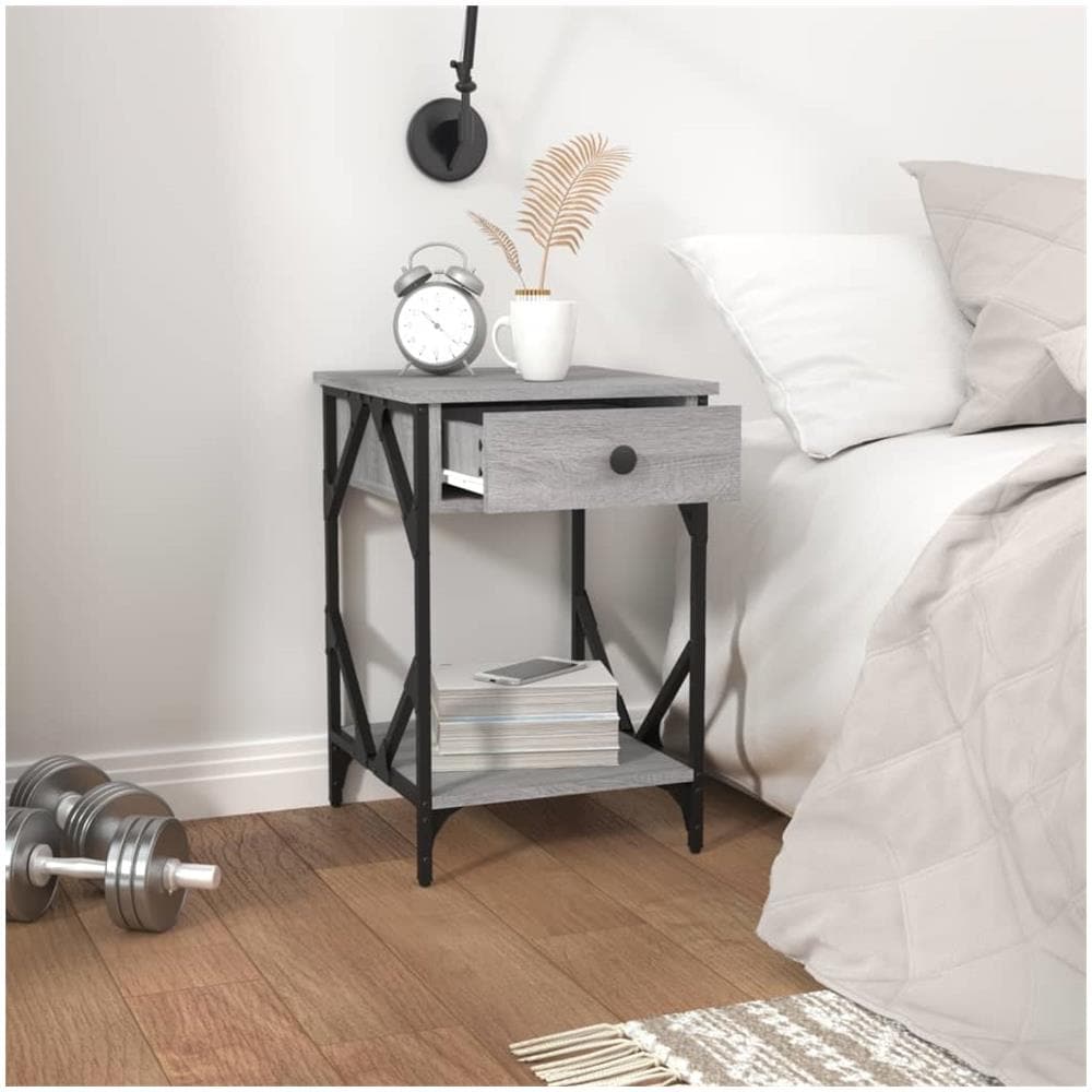 Comodino Grigio Sonoma 40x42x60 Cm In Legno Multistrato - Foto 3