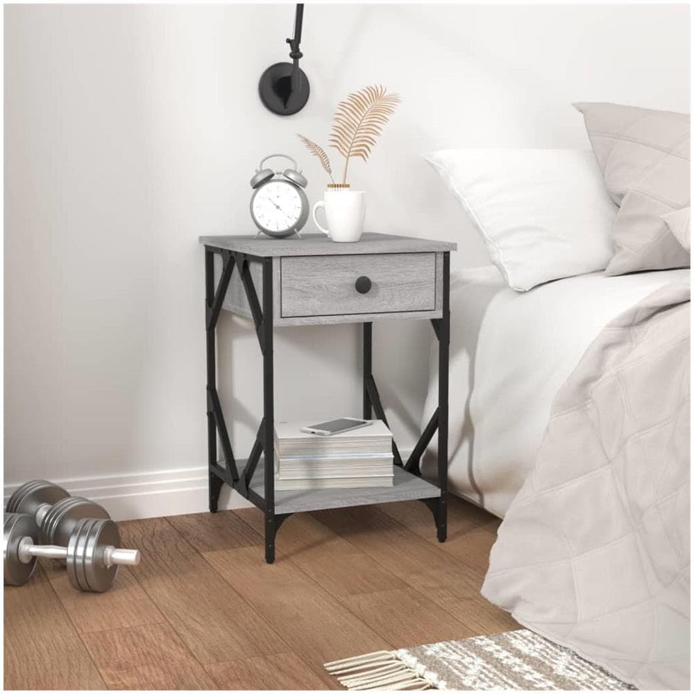 Comodino Grigio Sonoma 40x42x60 Cm In Legno Multistrato - Foto 1