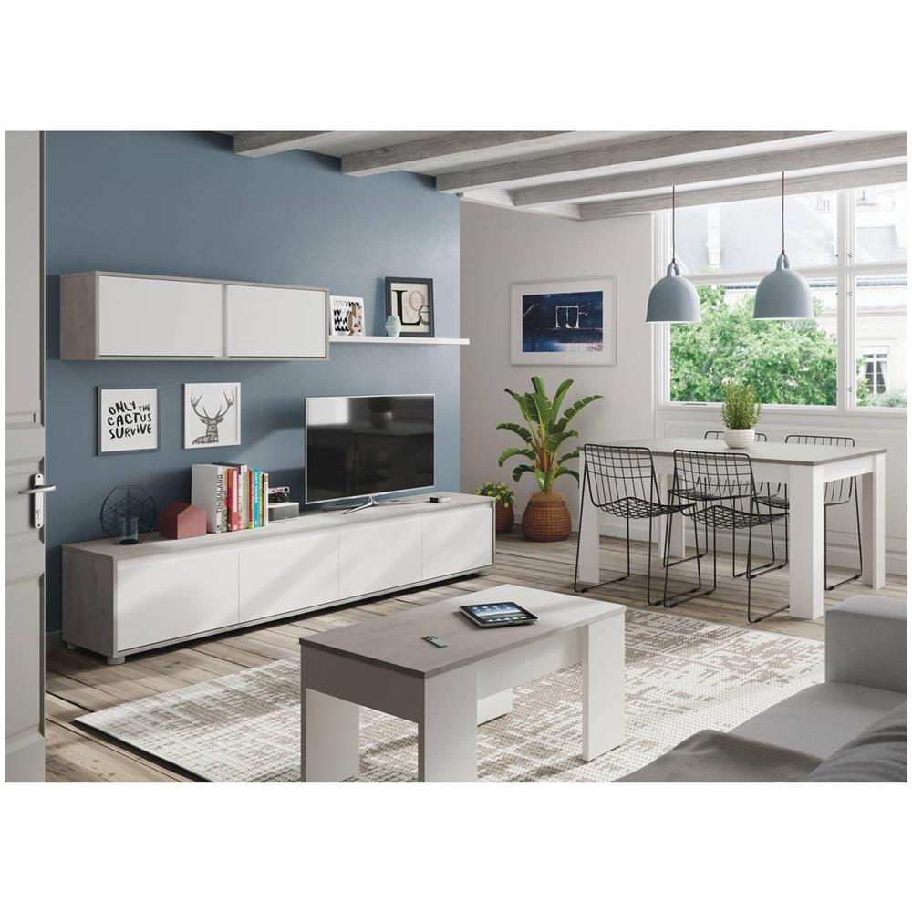 Tavolo Da Pranzo ""kenda"" - Espandibile - 140/190 X 90 X 78 Cm - Bianco / Grigio - Foto 5