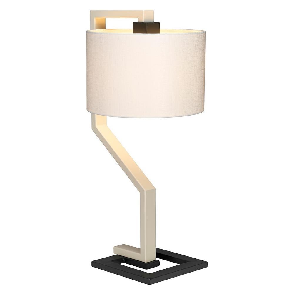 Lampada Da Tavolo Con Paralume Cilindrico Avorio - Foto 1