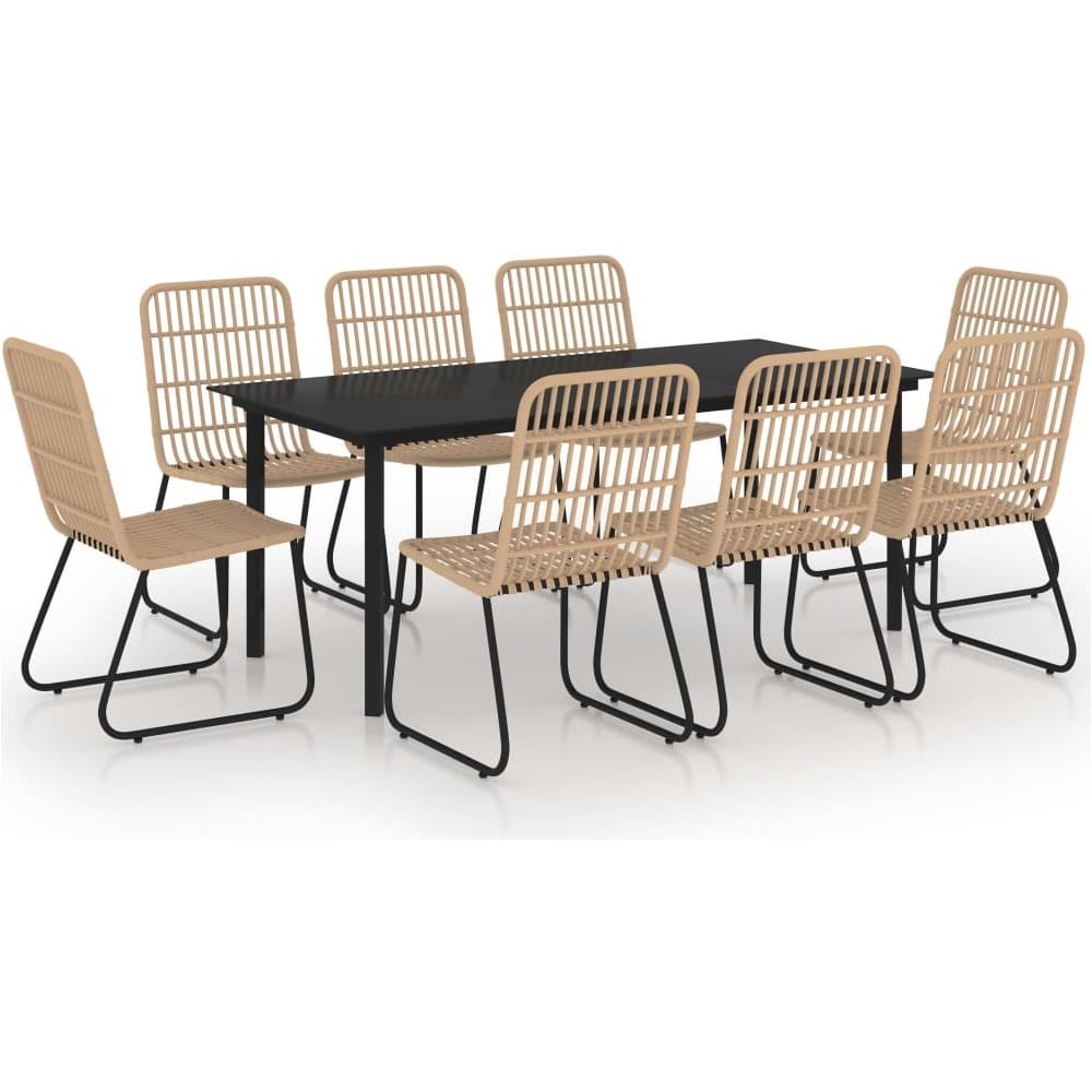 Set Da Pranzo Da Giardino 9 Pz In Polyrattan E Vetro - Foto 1
