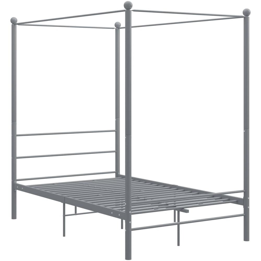 Letto A Baldacchino Grigio In Metallo 120x200 Cm - Foto 2
