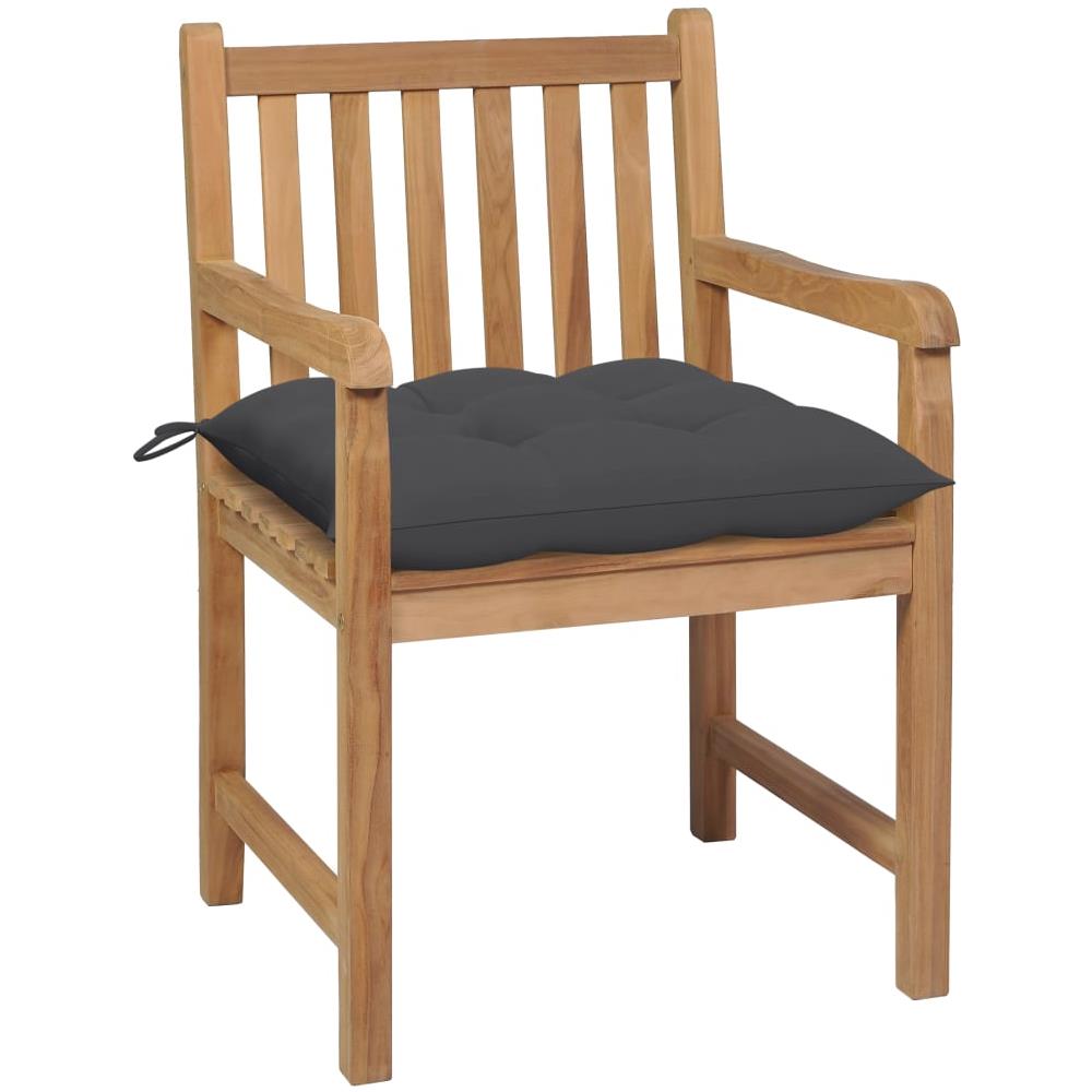 Sedie da Giardino 2 pz con Cuscini Antracite Massello di Teak - Foto 3