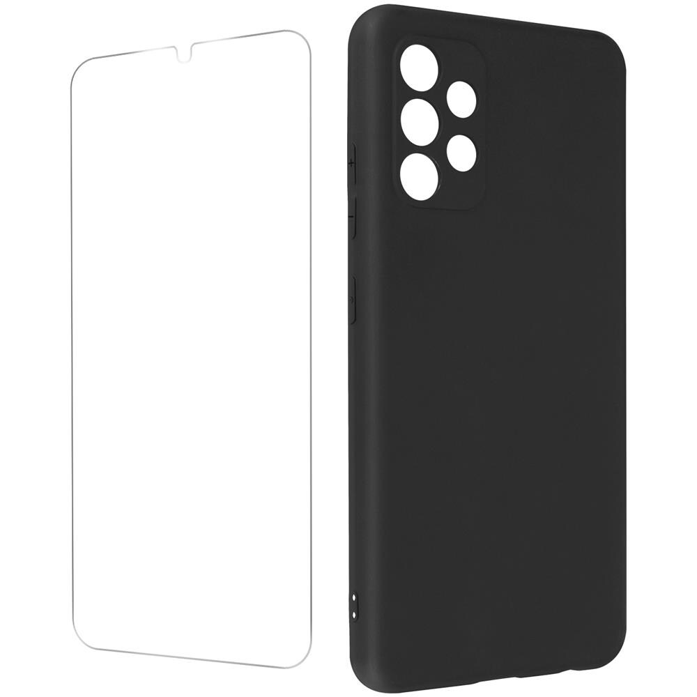 Cover Silicone Samsung Galaxy A32 4g Nera + Vetro Temperato 9h Trasparente - Foto 2